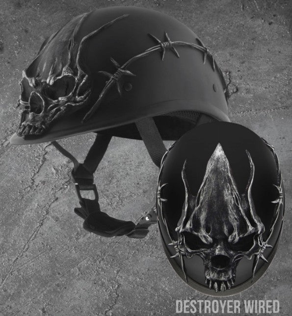 badass street bike helmets American BADASS Destroyer Wired Smallest DOT Certified Motorcycle Helm – Route 32 Riding Gear