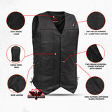 Men's Ten Pocket Utility Black Vest - TALL