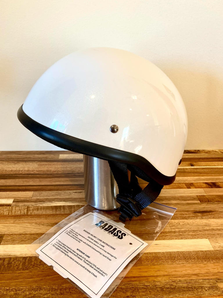 bad boy motorcycle helmets BADASS Pearl White Bare Bones Smallest DOT Certified Motorcycle Helmet – Route 32 Riding Gear
