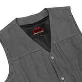 Men's Rough Rub-Off Raw Finish Broken Gray Denim Vest