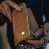 Brown Trifold Chain Biker Wallet