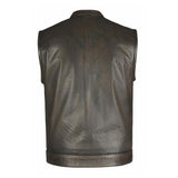Spearfish - Men's Club Style Leather Motorcycle Vest (Brown)