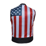 Freedom - Men's USA Flag Liner Leather Motorcycle Vest