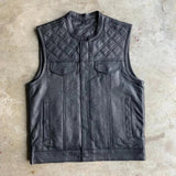 Black Diamond - Men's Club style Leather Motorcycle Vest