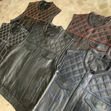 Red Diamond - Men's Club Style Leather Motorcycle Vest