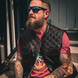 Red Diamond - Men's Club Style Leather Motorcycle Vest