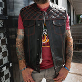 Red Diamond - Men's Club Style Leather Motorcycle Vest