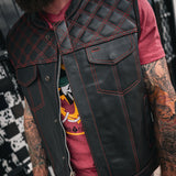 Red Diamond - Men's Club Style Leather Motorcycle Vest