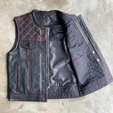 Red Diamond - Men's Club Style Leather Motorcycle Vest
