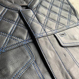 Blue Diamond - Men's Premium Leather Motorcycle Vest