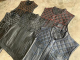 White Diamond - Men's Club Style Leather Motorcycle Vest