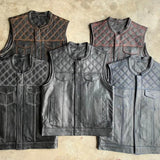 Orange Diamond - Men's Club Style Leather Motorcycle Vest