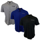 Micro-Perforated, Stretch Embroidered Button-Up