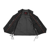 Men's Traditional Leather side lacing Vest - Black