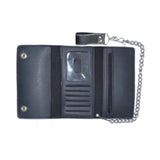 Black Snap Closure Biker Leather Wallet
