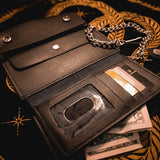 Black Snap Closure Biker Leather Wallet