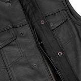 Men's AM  Black Cowhide Leather Motorcycle Vest