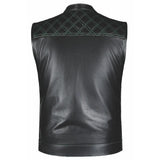Green Diamond - Men's Club style Leather Motorcycle Vest