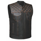 Orange Diamond - Men's Club Style Leather Motorcycle Vest