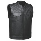 Black Diamond - Men's Club style Leather Motorcycle Vest