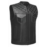 White Diamond - Men's Club Style Leather Motorcycle Vest