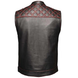 Red Diamond - Men's Club Style Leather Motorcycle Vest