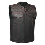 Red Diamond - Men's Club Style Leather Motorcycle Vest