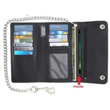 Black Trifold Chain Biker Wallet