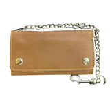 Brown Trifold Chain Biker Wallet