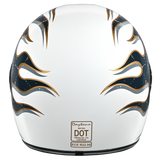 DOT Daytona Retro Full Face Motorcycle Helmet: Vintage Style for Men, Women, & Youth - W/ Flames