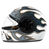 DOT Daytona Retro Full Face Motorcycle Helmet: Vintage Style for Men, Women, & Youth - W/ Flames
