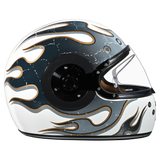 DOT Daytona Retro Full Face Motorcycle Helmet: Vintage Style for Men, Women, & Youth - W/ Flames