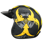 DOT Approved Daytona Cruiser Open Face Motorcycle Helmet - Men, Women & Youth - With Visor & Graphics - W/ Toxic