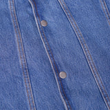 Men's Blue Denim Motorcycle Vest with Lace & Pockets