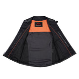 Men's Black Leather SWAT Style Motorcycle Vest