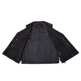 Clubster Men's Black Milled Cowhide Side Lace Motorcycle Leather Vest