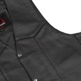 Men's Traditional Leather Motorcycle Vest - Black