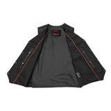 Men's Traditional Leather Motorcycle Vest - Black