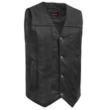 Men's Milled Single Back Panel Leather  Vest - Black