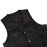 Men's Milled Single Back Panel Leather  Vest - Black