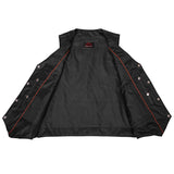 Men's Milled Single Back Panel Leather  Vest - Black
