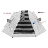 Men's Banded Collar leather Vest with USA Flag Lining & Red Stitching