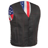 Men's Honor Ride Black Leather Motorcycle with Vest Red Stitching