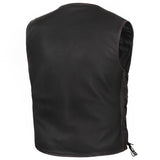 Men's Honor Ride Black Leather Motorcycle with Vest Red Stitching