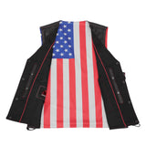 Men's Honor Ride Black Leather Motorcycle with Vest Red Stitching