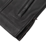 Men's Black Leather Motorcycle Vest with Upgraded Style