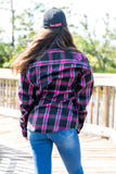 CLOSEOUT The "Warrior" Black & Pink Flannel (Hidden Snap Collars)