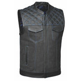 Cobalt - Men's Leather/Denim Club Style Motorcycle Vest