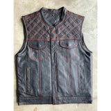 Red Diamond - Men's Club Style Leather Motorcycle Vest