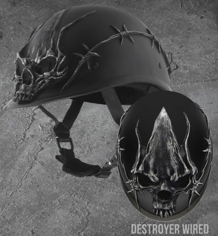 bad ass rocker reverse half motorcycle helmet American BADASS Destroyer Wired Smallest DOT Certified Motorcycle Helm – Route 32 Riding Gear